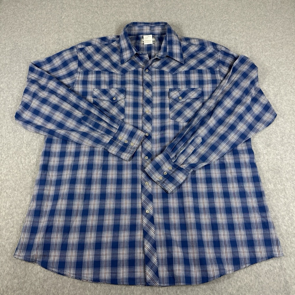 Wrangler Men's Wrancher Western Pearl Snap Pointed Pocket Shirt Size 2XT Tall